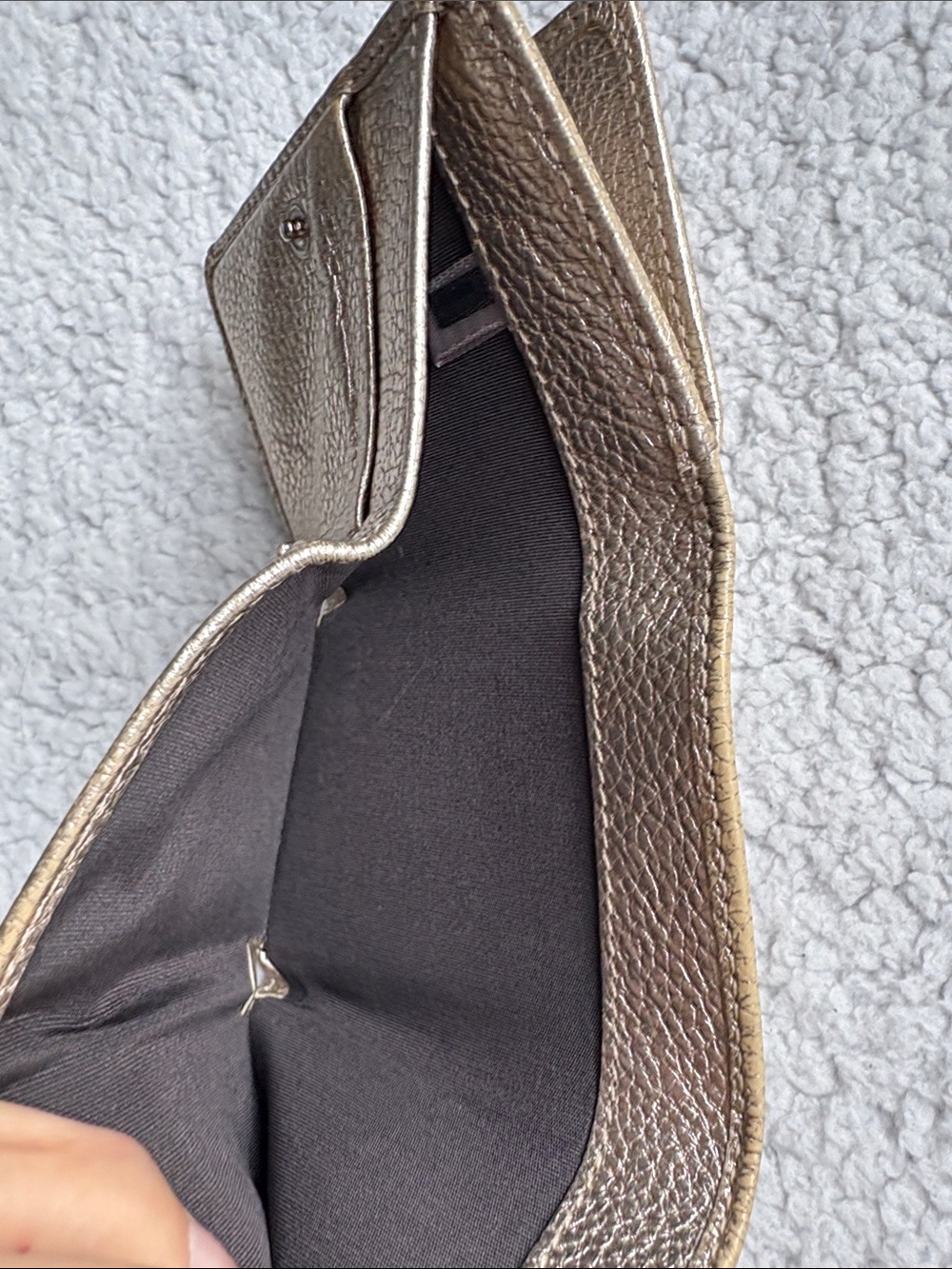 Jimmy Choo Nemo Metallic Gold Leather 2-toned-Star-Studded Mini Tri-fold Wallet - Picture 7 of 14
